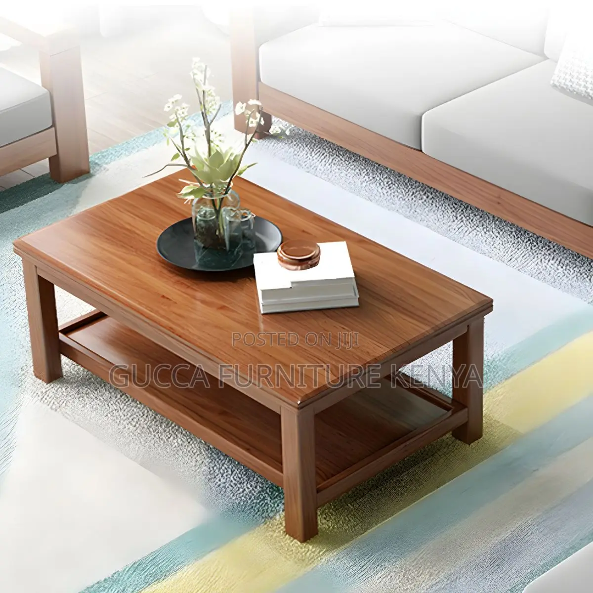 Coffee Tables:4-Legged Mahogany Wood 120cm Coffee Table