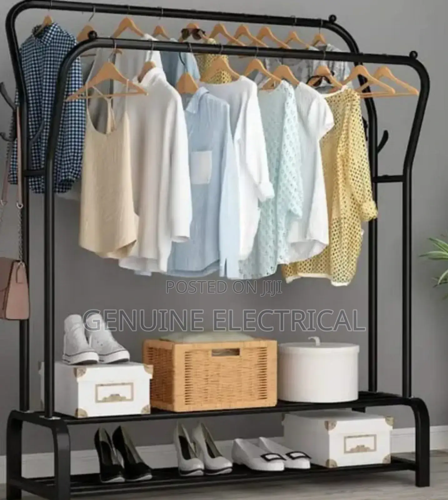 Double Pole Clothing Rack With Shoes Rack S9