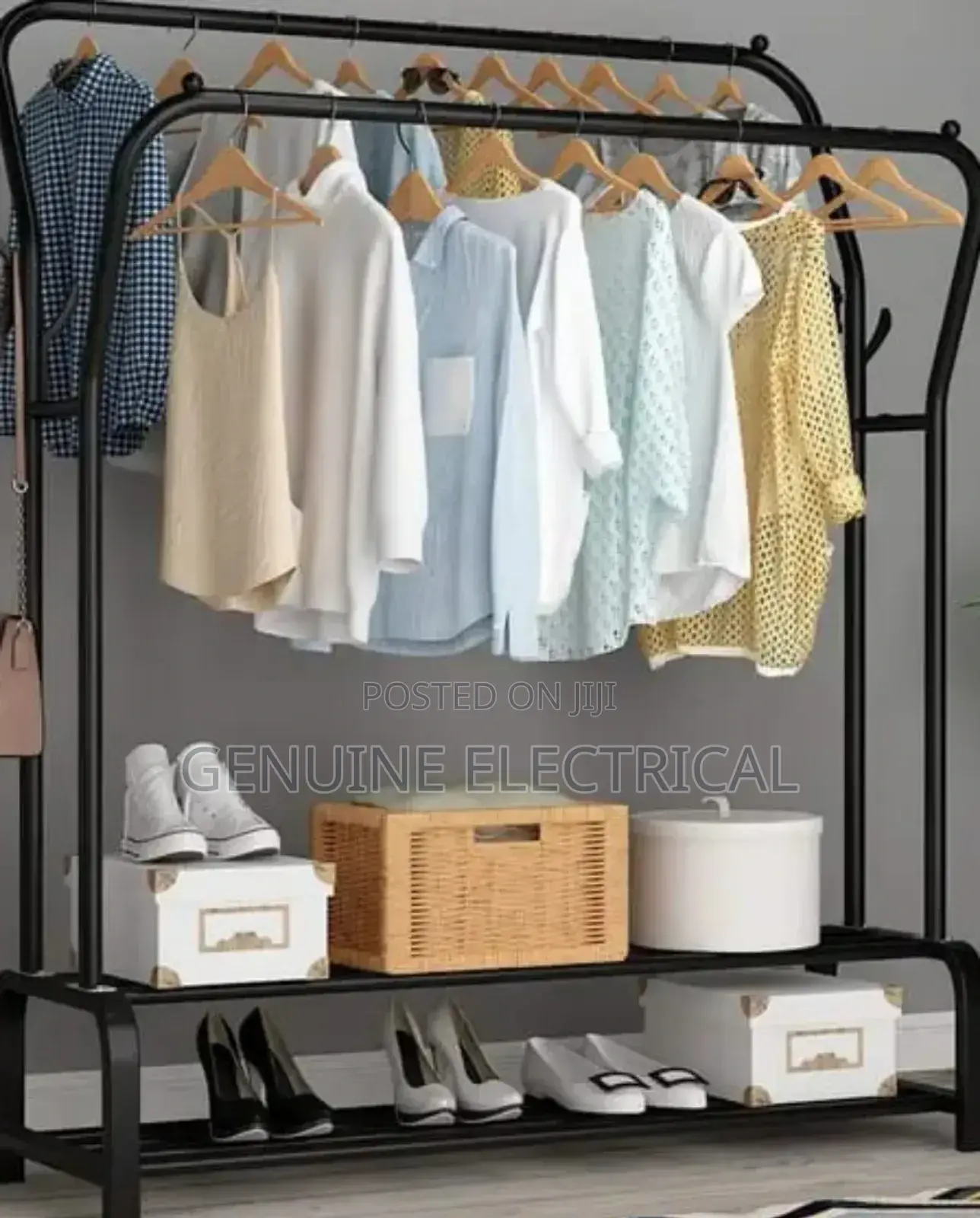 Double Pole Clothing Rack Plus Shoes Rack S9