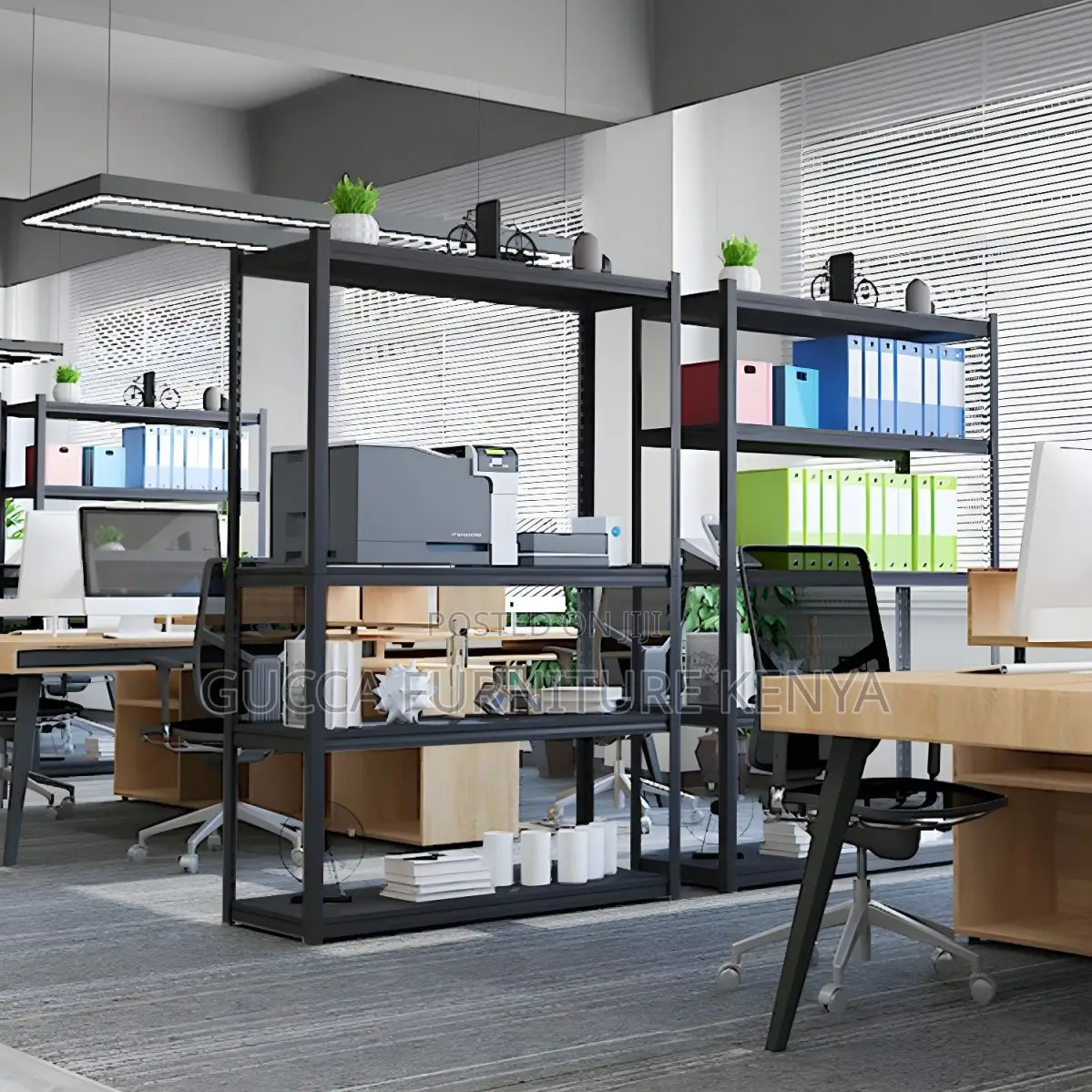 Cabinets:Adjustable Modern Steel Office Rack - 5 Shelves