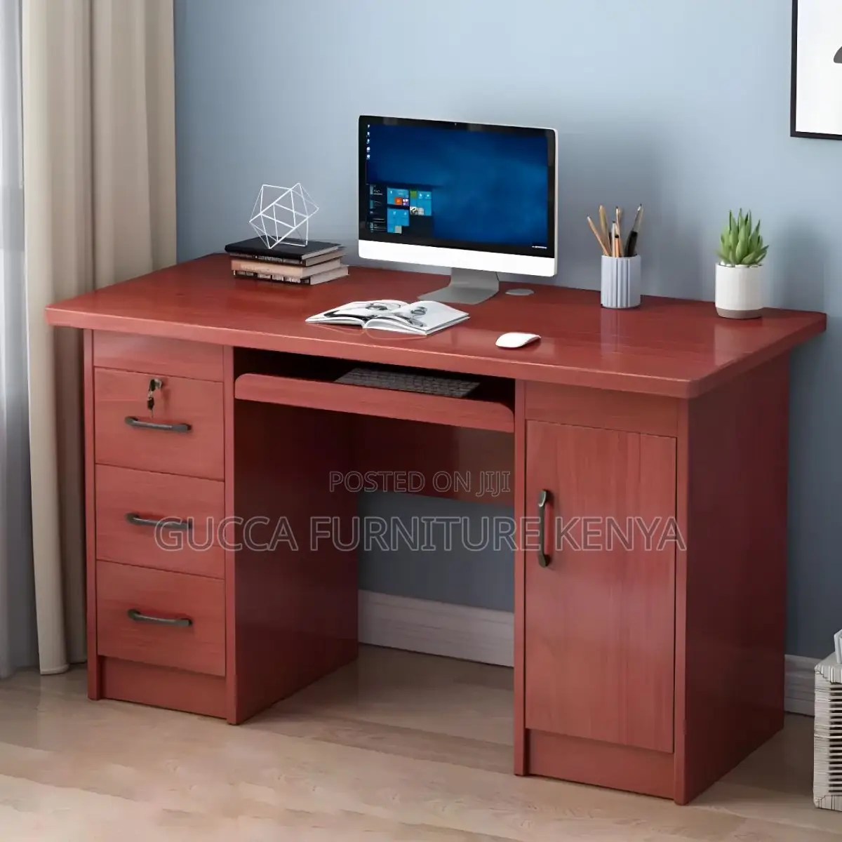 Office Tables:120cm Pedestal Base Executive Mahogany Table