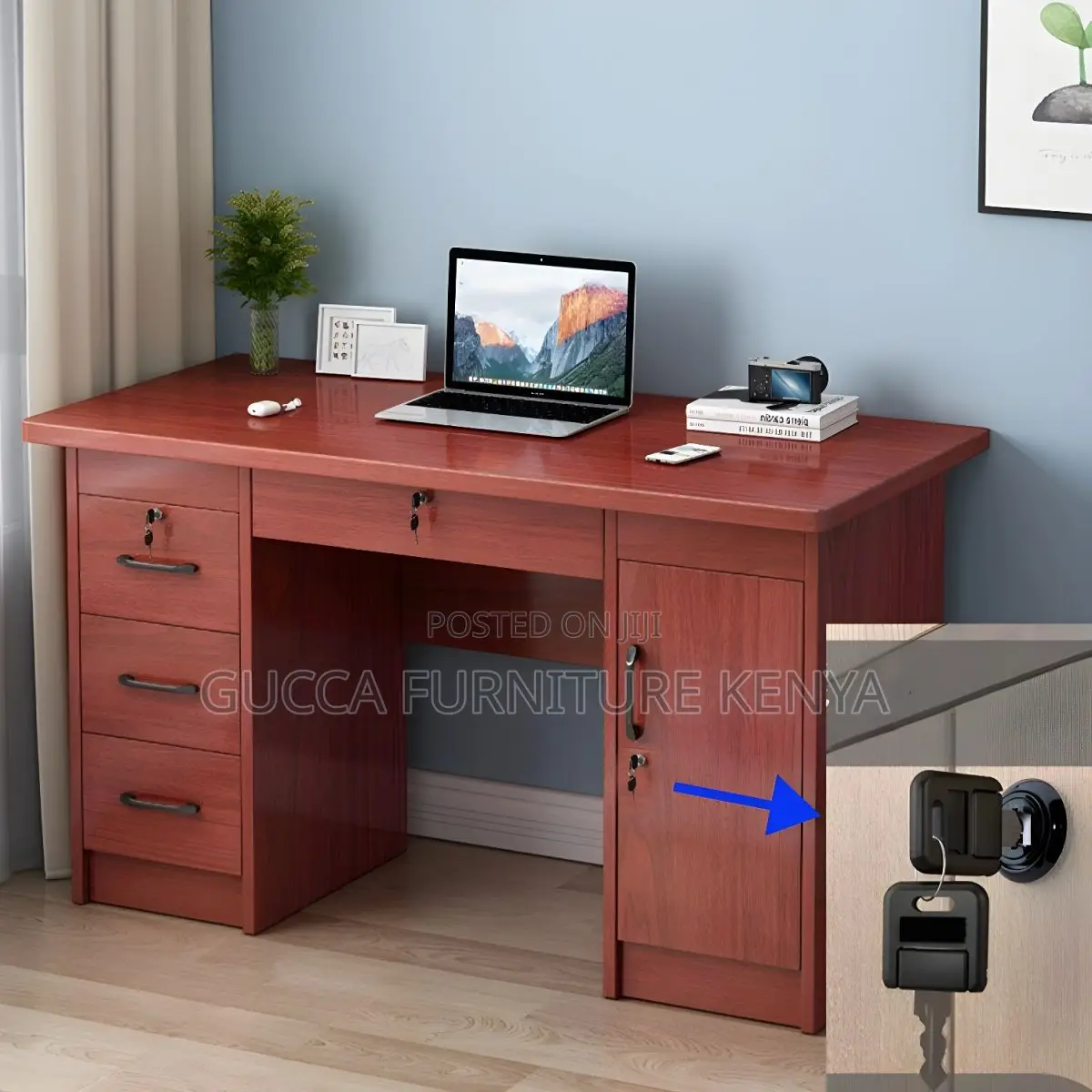Office Tables:120cm Pedestal Base Executive Mahogany Table