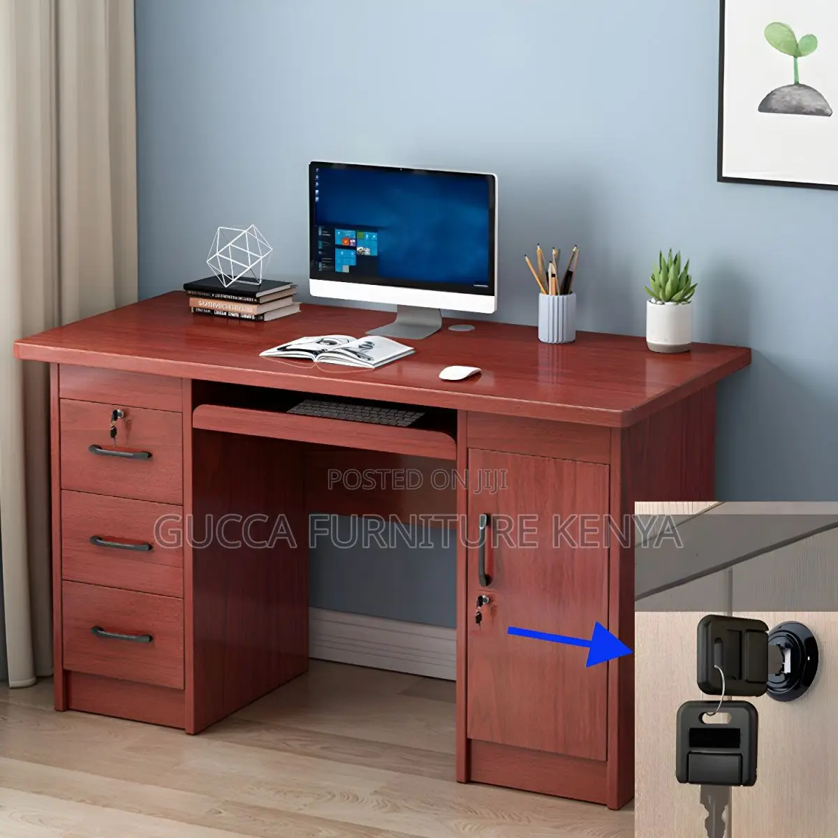 Office Tables:120cm Pedestal Base Executive Mahogany Table