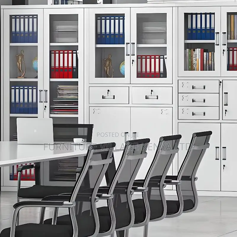Office Cabinets; Half-Glass Steel Storage Cabinet
