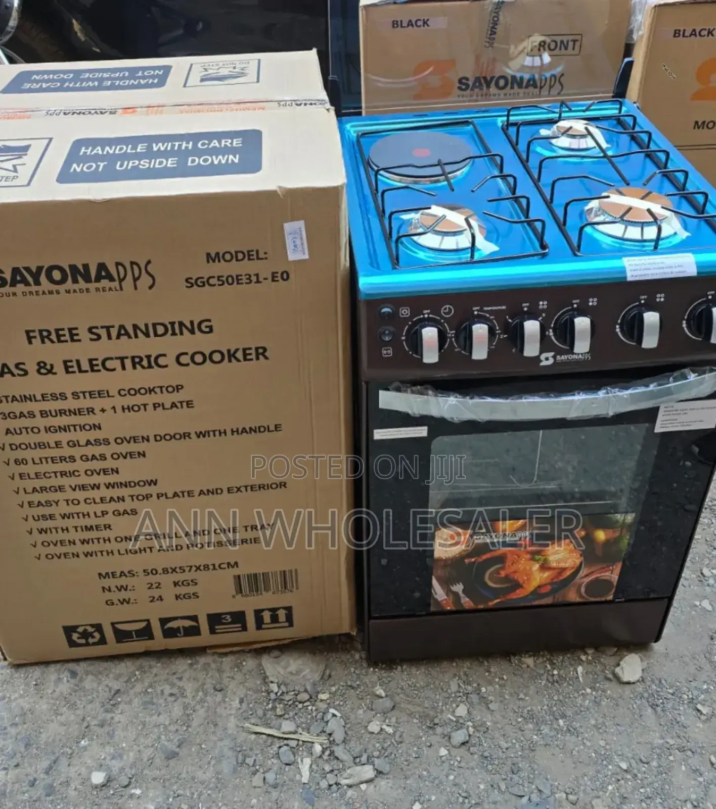 Brown Sayona 3gas+1E Standing Cooker S3G