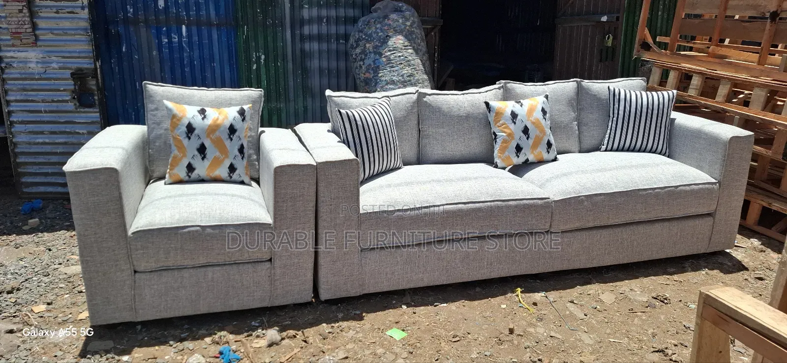 5 Seater Spring Coushions Grey 4-1