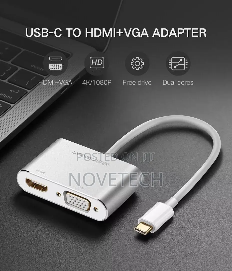Type C Ugreen Usb-C to Hdmi+Vga Converter With Pd for Laptop