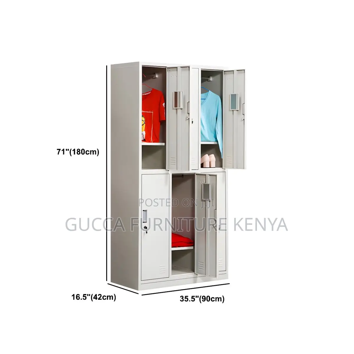 Cabinets:Office Contemporary Steel 6-Door Closet With Lock