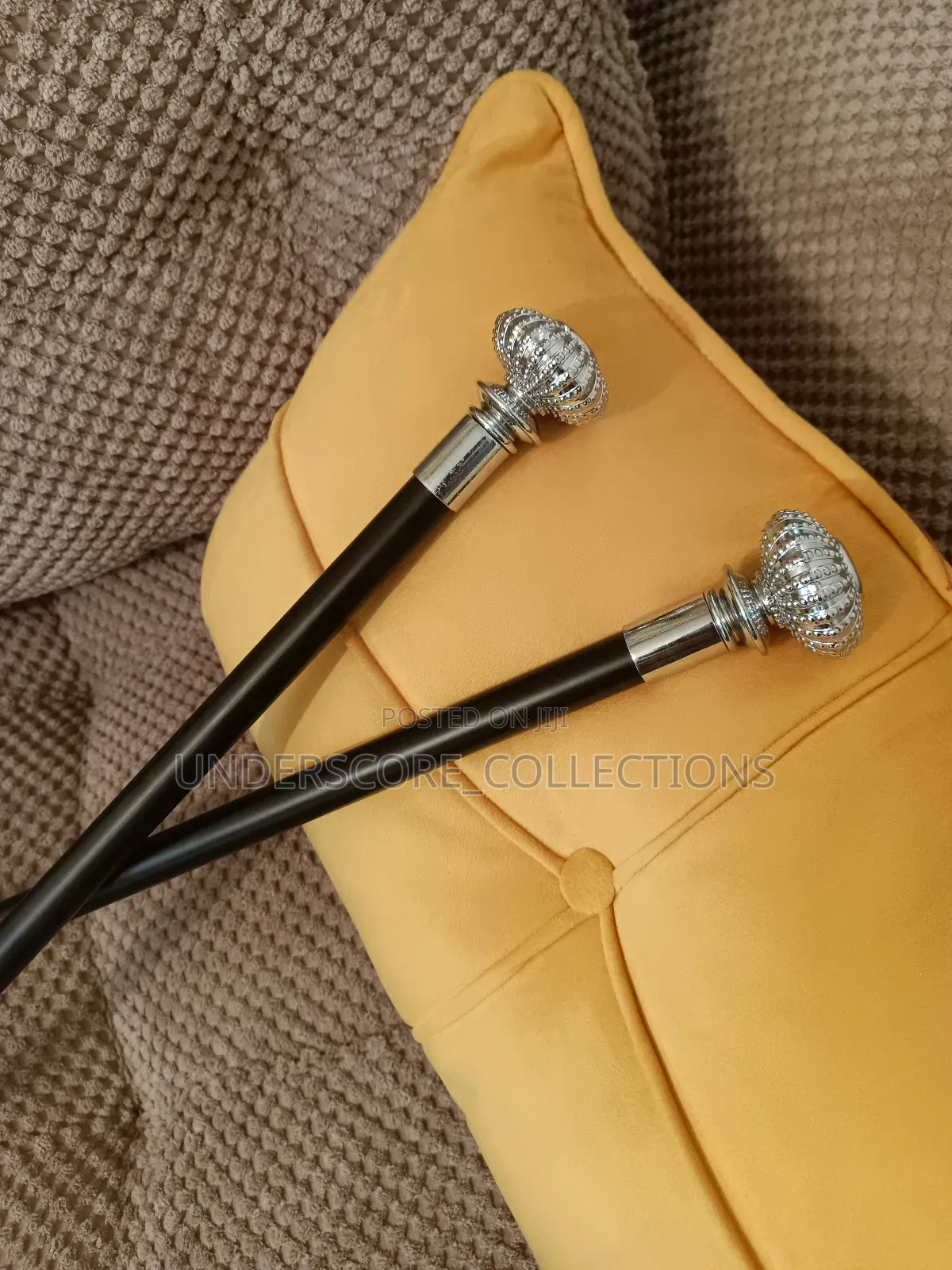 African Round Head Silver Walking Sticks