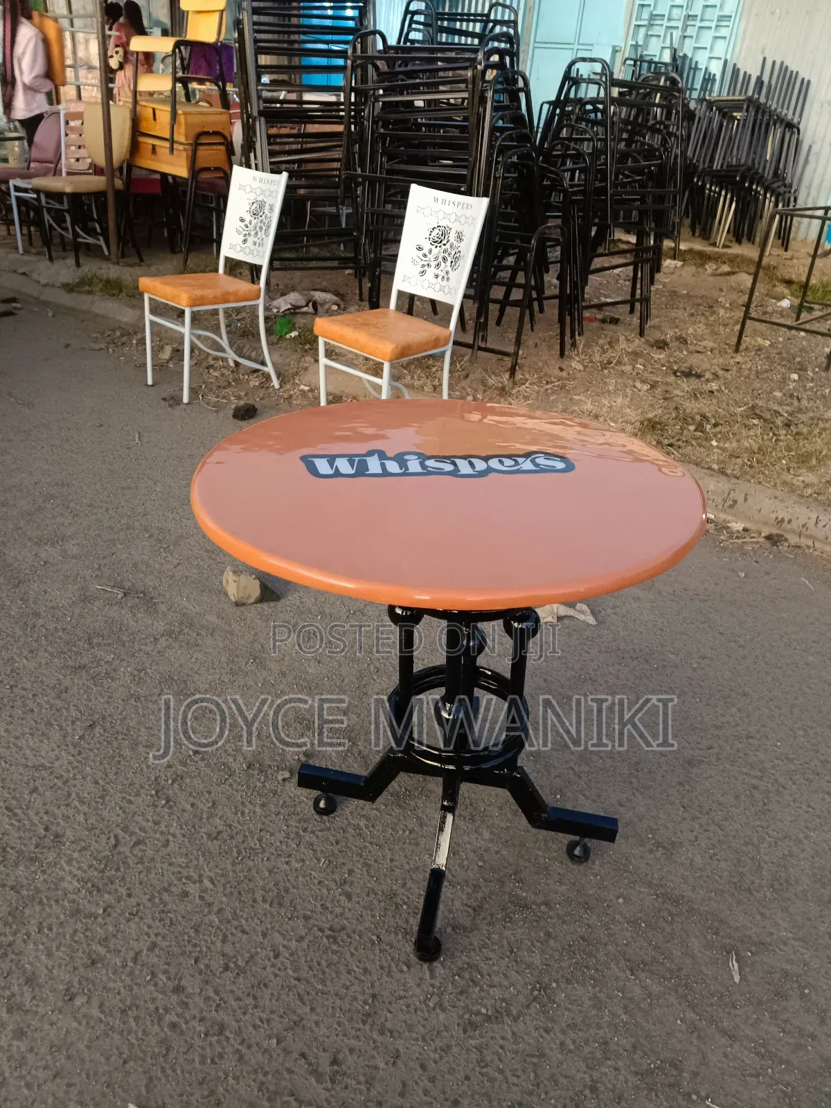 Restaurant Table, Gold Colour Top With Branding 