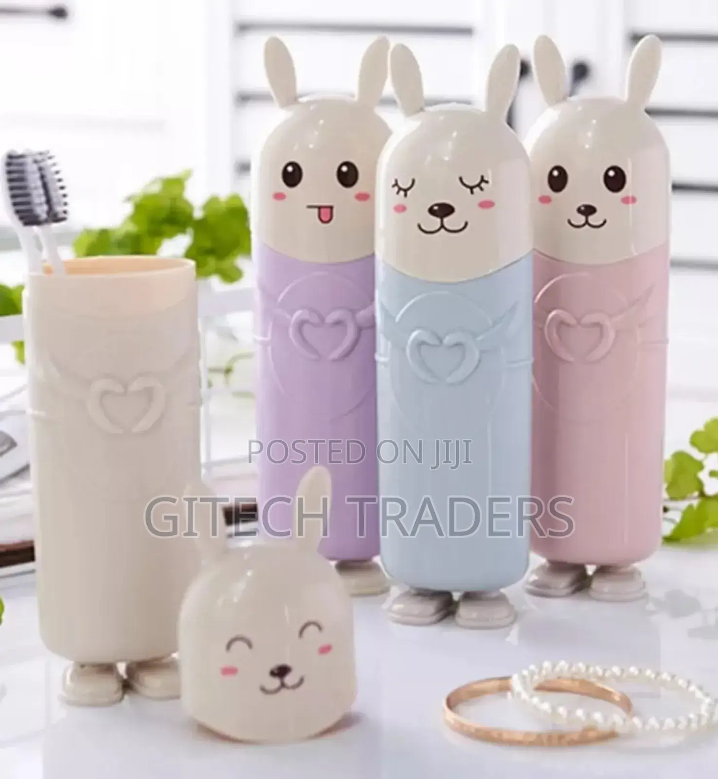*Cute Portable Rabbit Themed Kids Toothbrush Holders