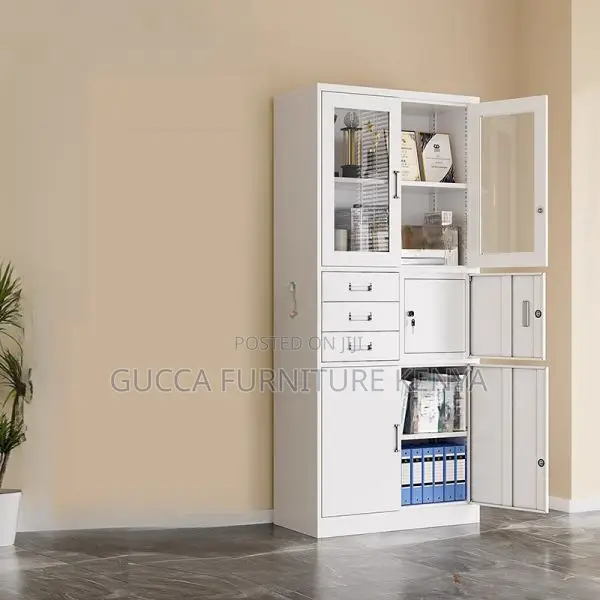 Cabinets:2-Door Metallic Display Cabinet With Safe