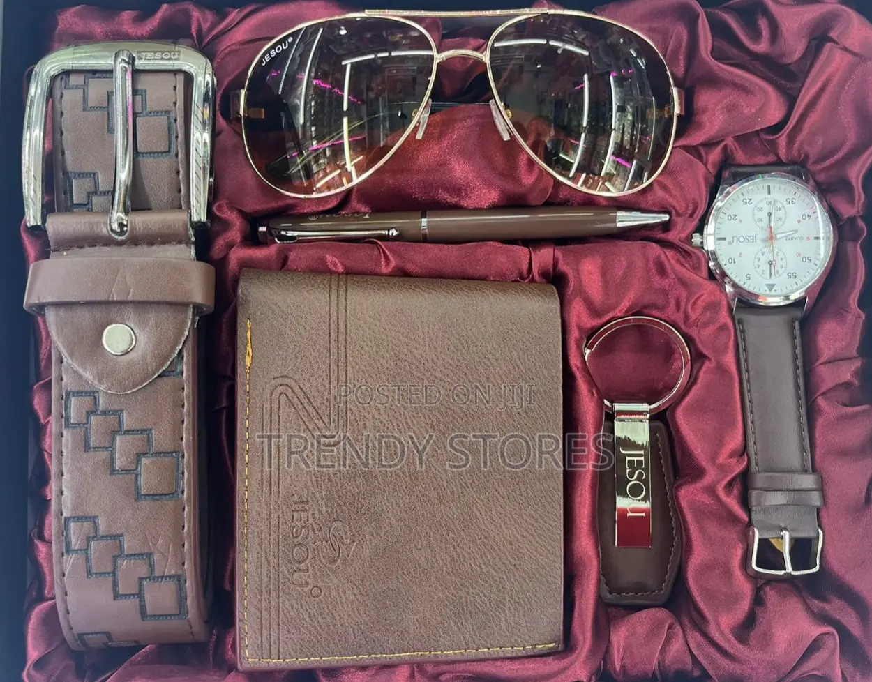 6 In 1 Brown Leather Men's Gift Set