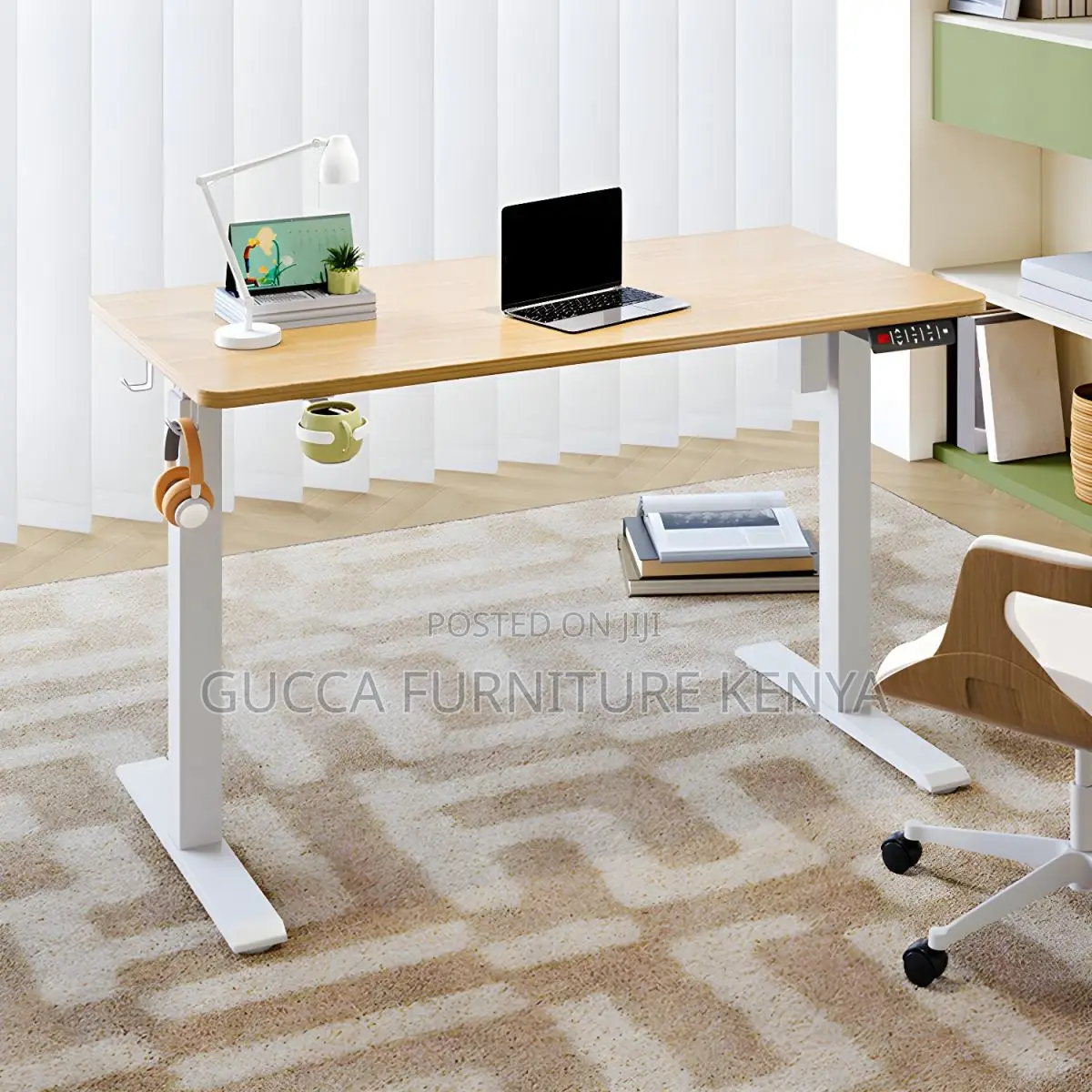 Office Tables: 160cm Natural Steel L-Shaped Standing Desk