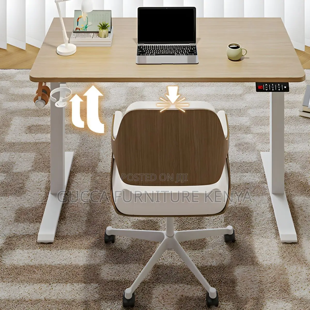Office Tables: 160cm Natural Steel L-Shaped Standing Desk