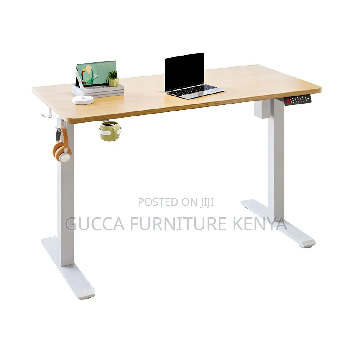 Office Tables: 160cm Natural Steel L-Shaped Standing Desk