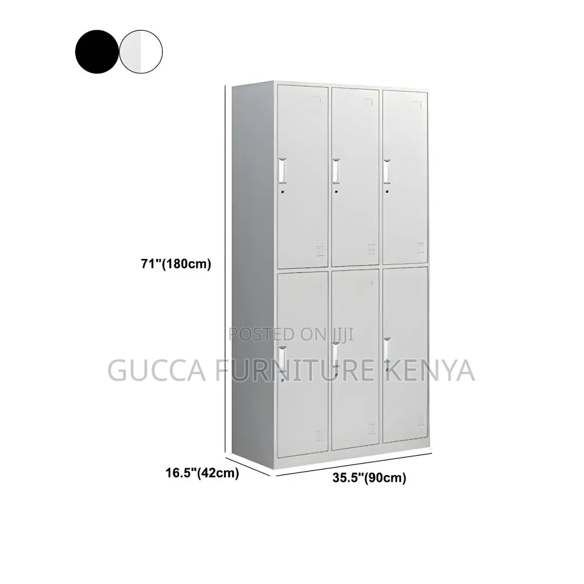 Cabinets: Metal Hinged 6-Locker Office Closet Cabinet