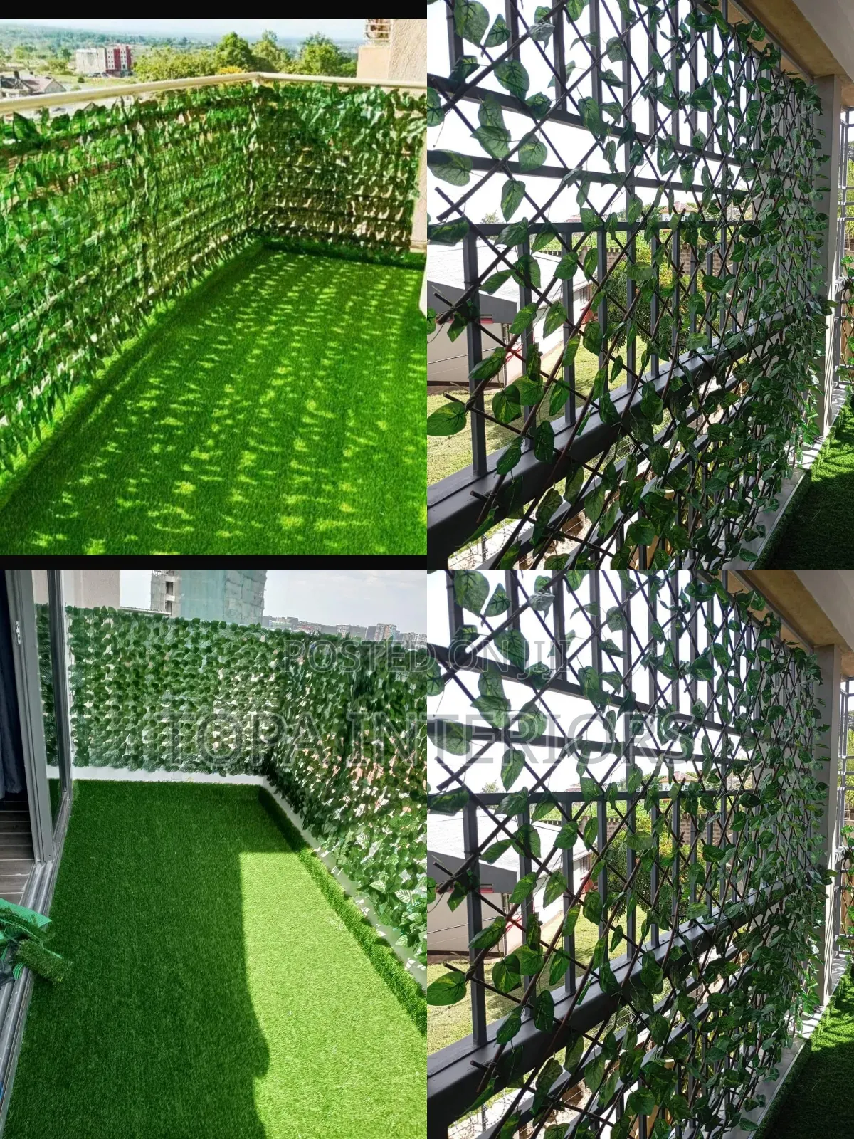 Weather Resistant Artificial Green Privacy Fence and Grass