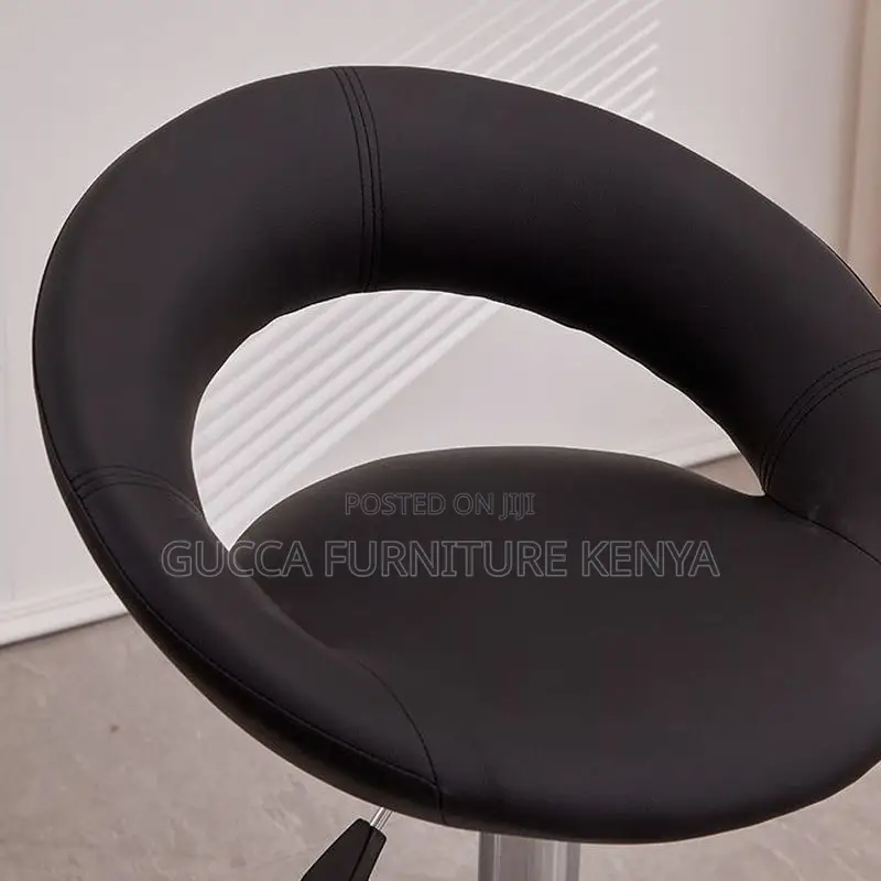 Home Chairs:Simple Midnight Black Bar Stool With Tanned Hide