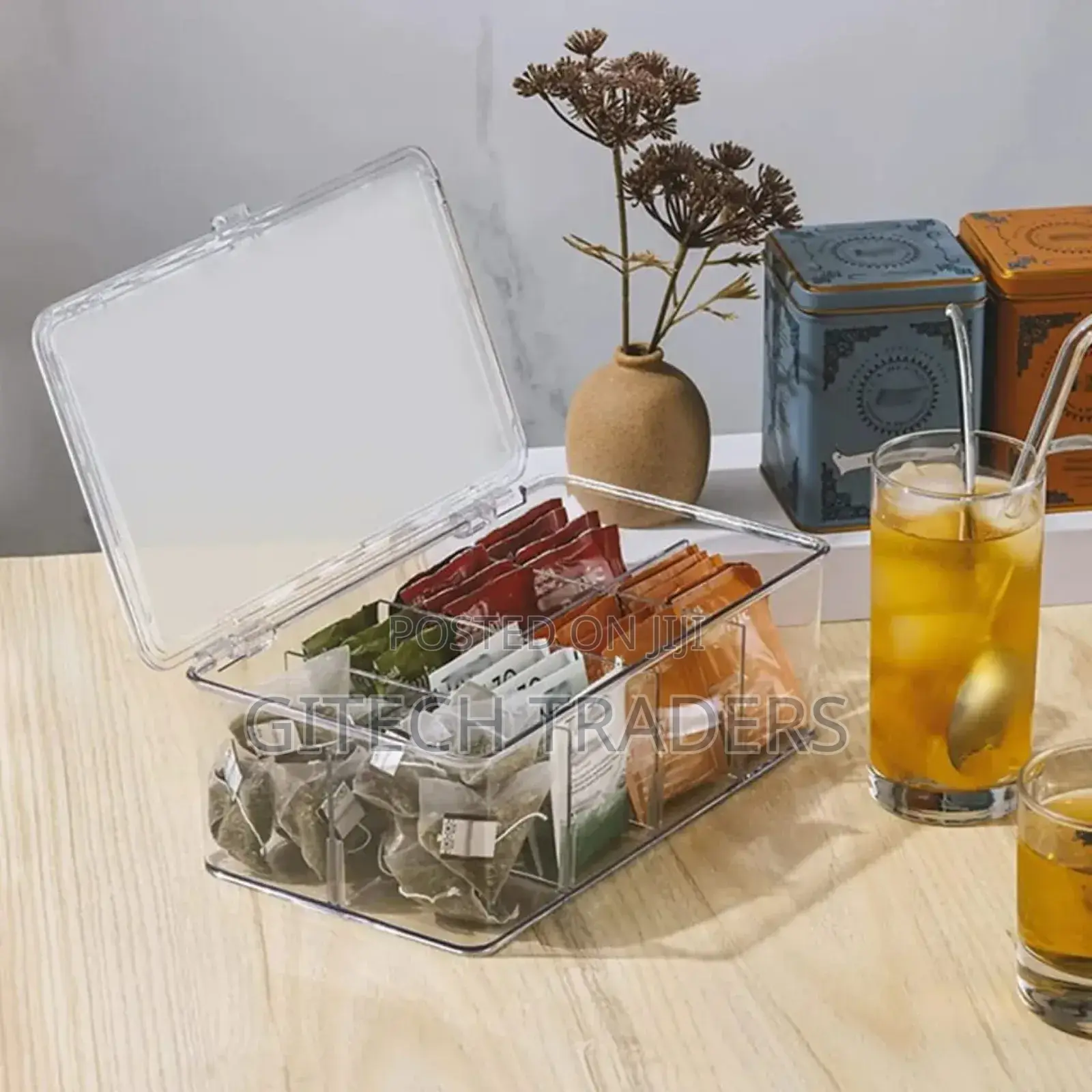 Acrylic Tea Bag Organizer With Lid,
