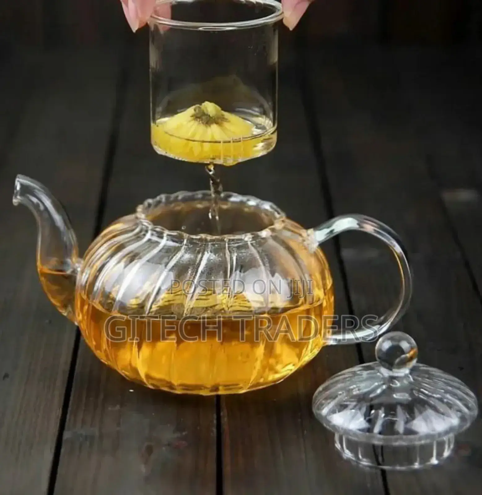 Stripped High Borosilicate Glass Tea/Coffee Pot