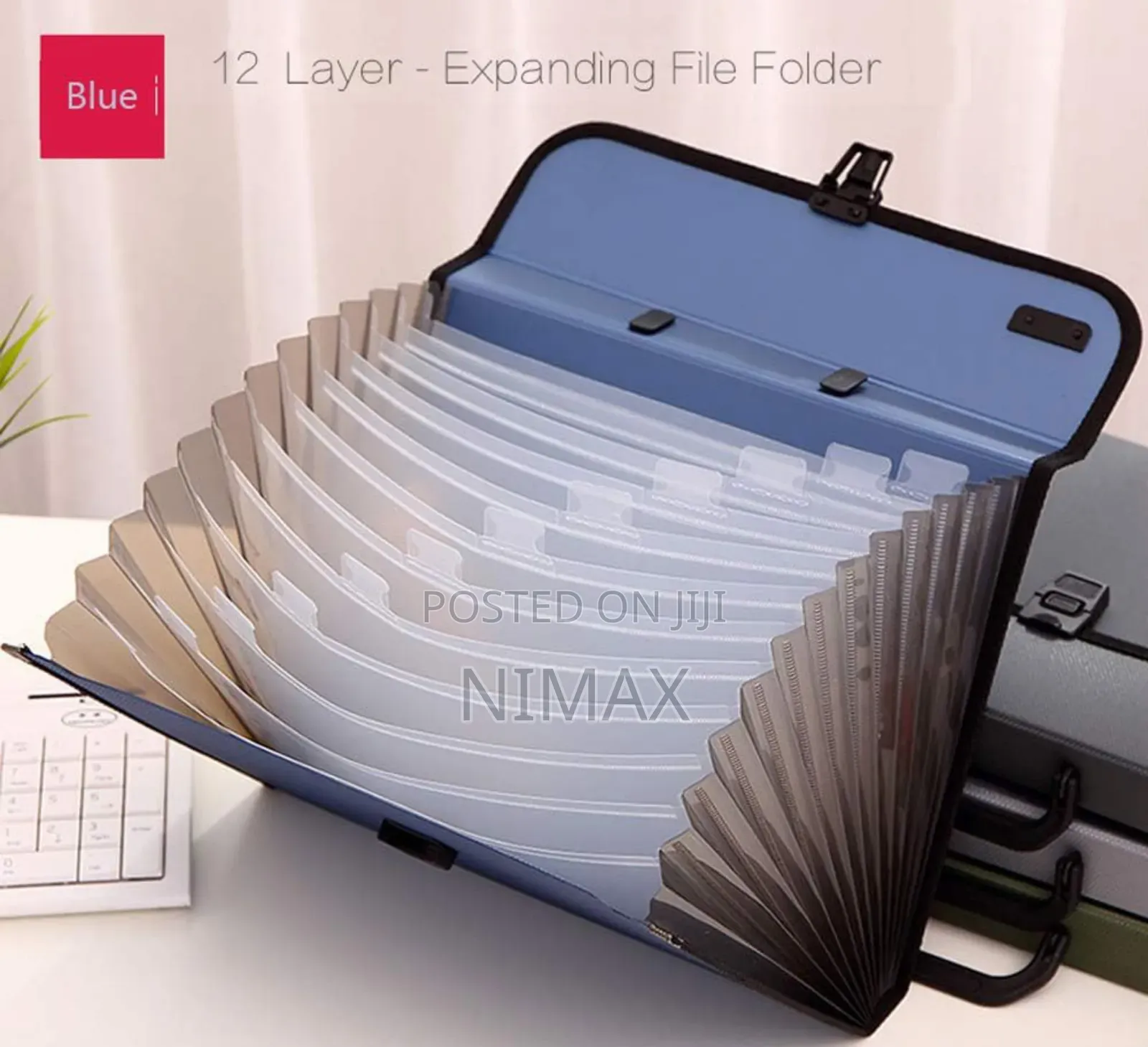 Expanding Blue File Folder With Pockets