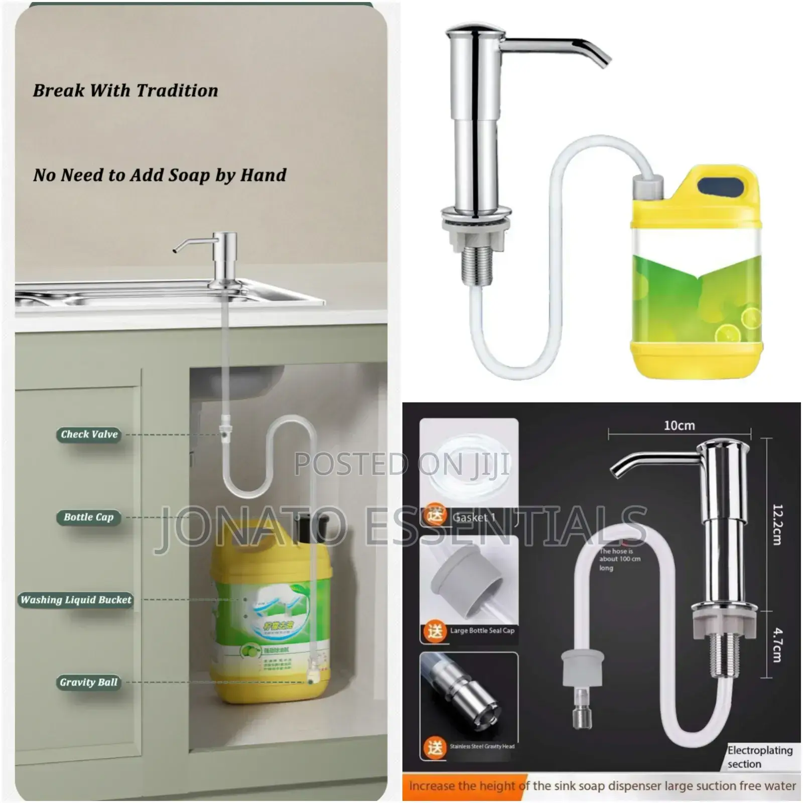 Kitchen Sink Liquid Soap Dispenser With 100cm Pipe