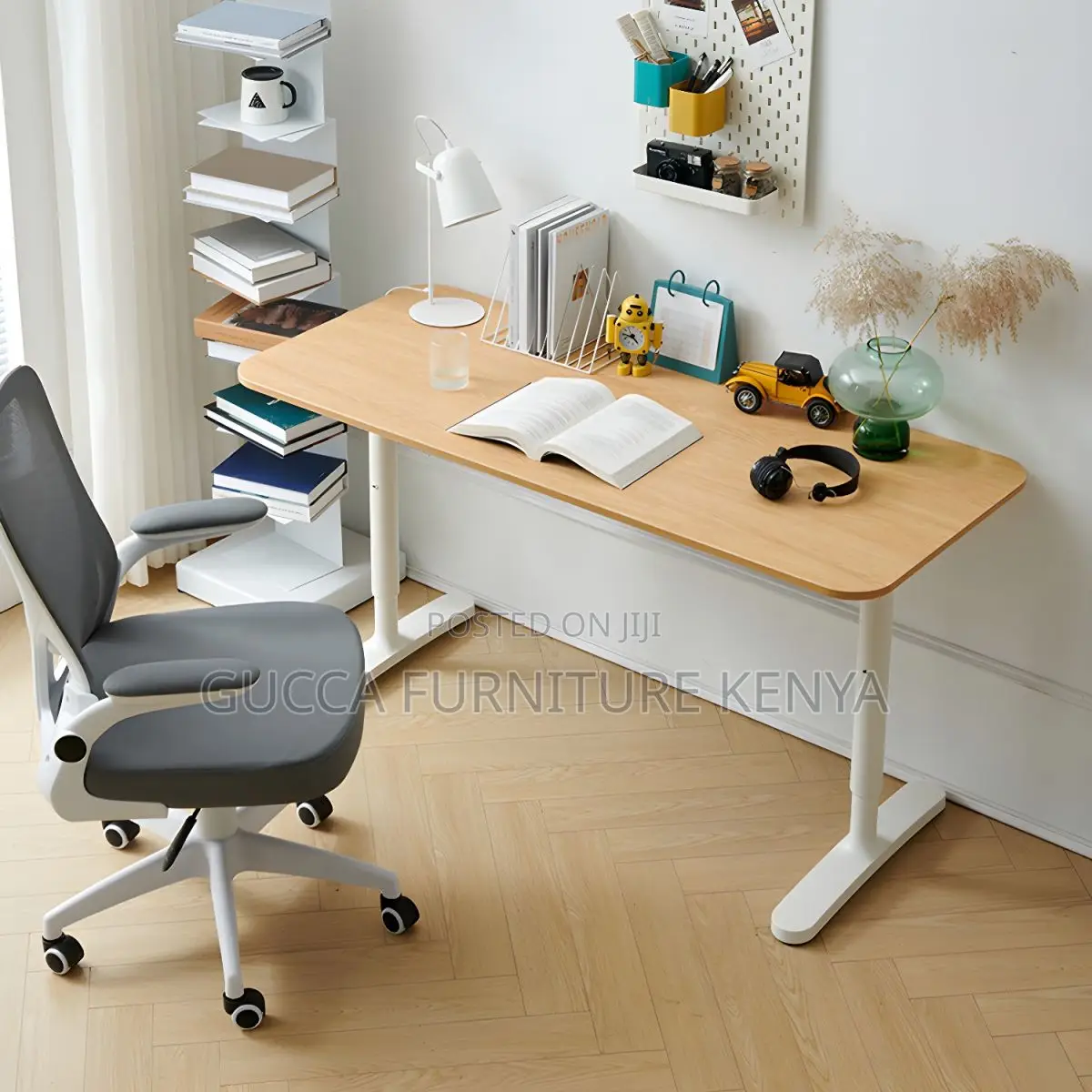 Office Tables:140cm Adjustable Height Desk for Home Office