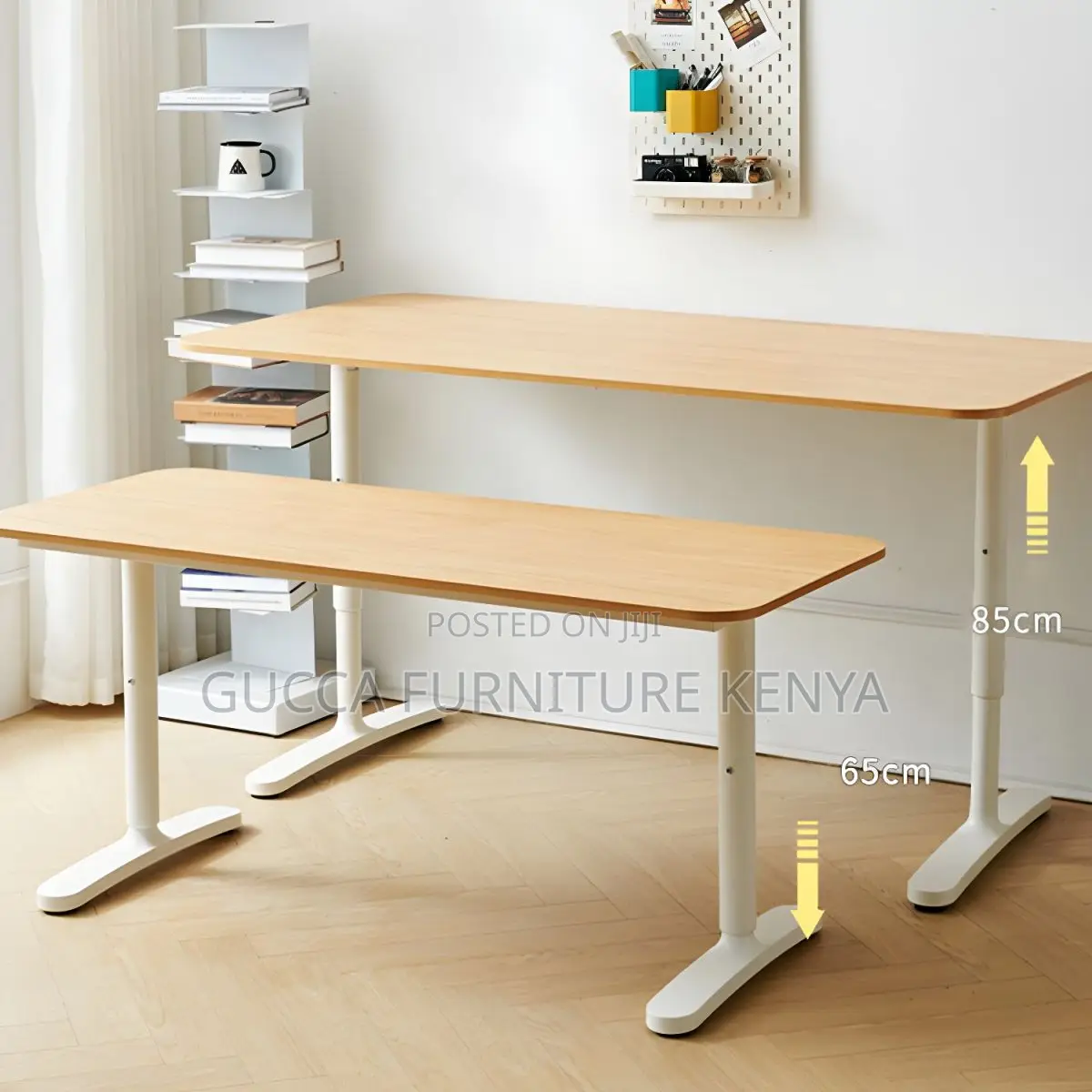 Office Tables:140cm Adjustable Height Desk for Home Office