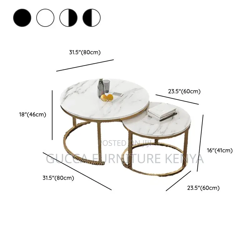 Coffee Tables: Nested Circular Side Table With Frame Base