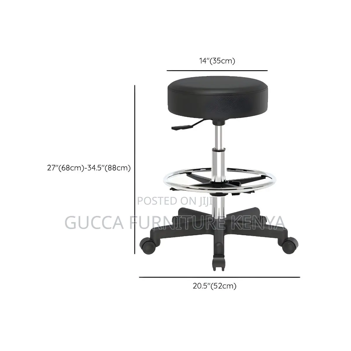 Home Chairs: Modern Sleek Black Faux Leather Round Stool