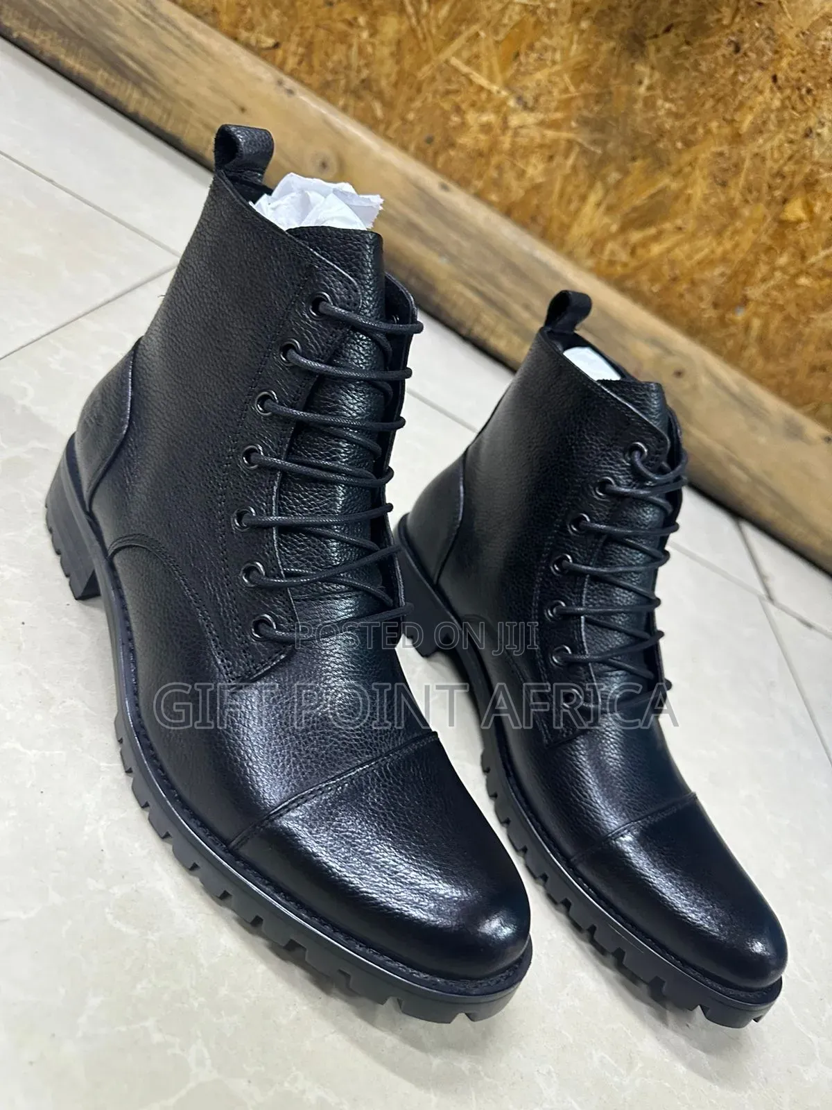 Black Leather Timberland Boots for Men
