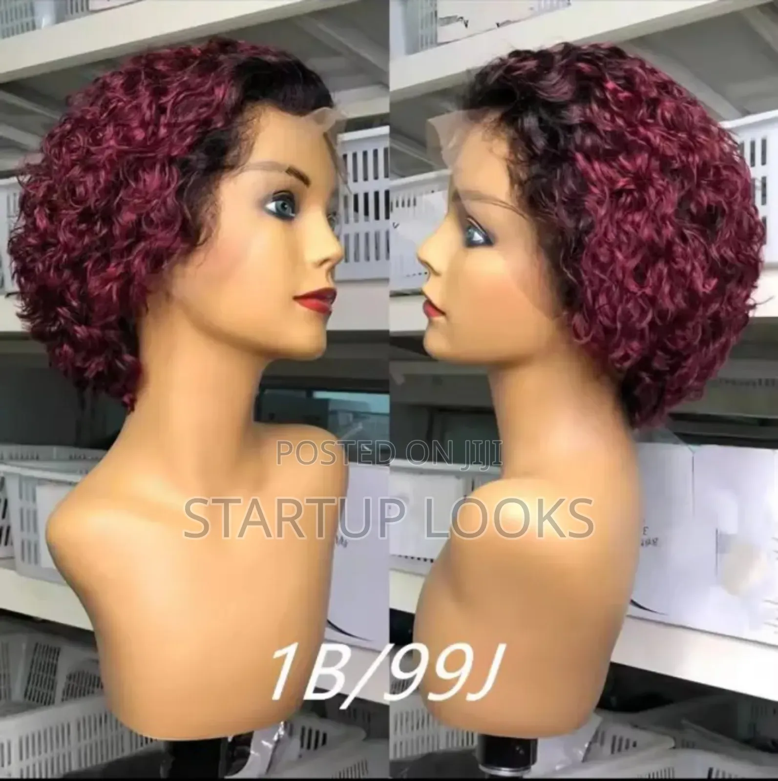 1b/99j Pixie Human Hair Wig + Free 