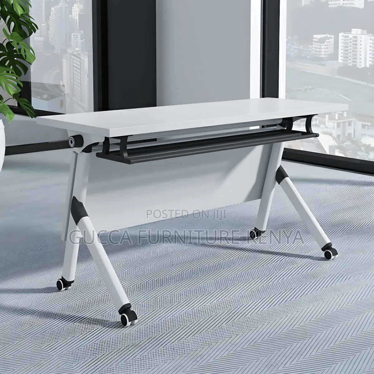 Office Tables:120cm Modern Table With Foldable Trestle Base