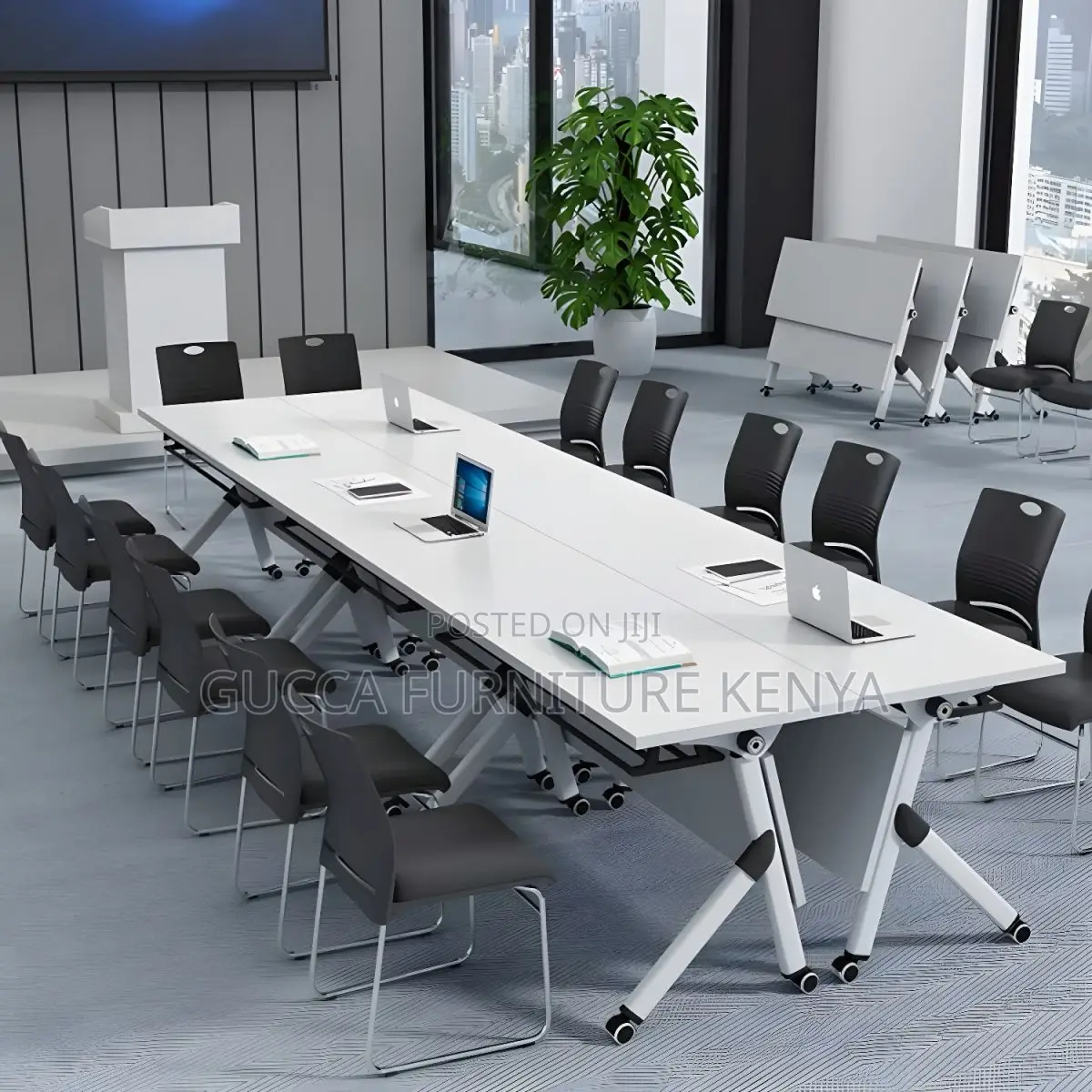Office Tables:120cm Modern Table With Foldable Trestle Base