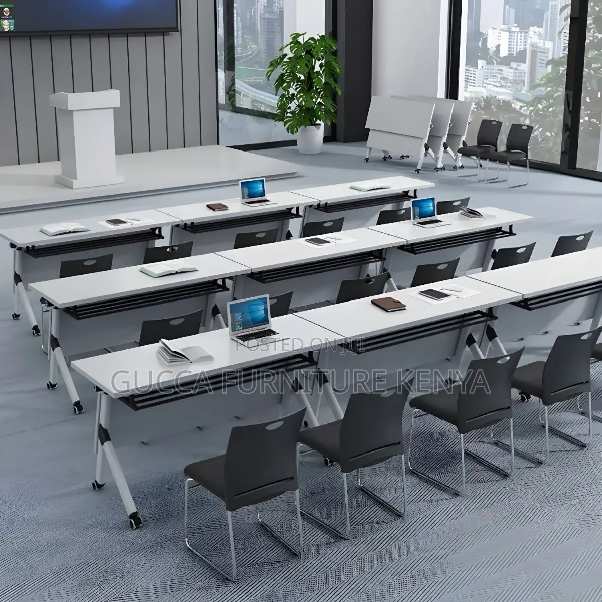 Office Tables:120cm Modern Table With Foldable Trestle Base