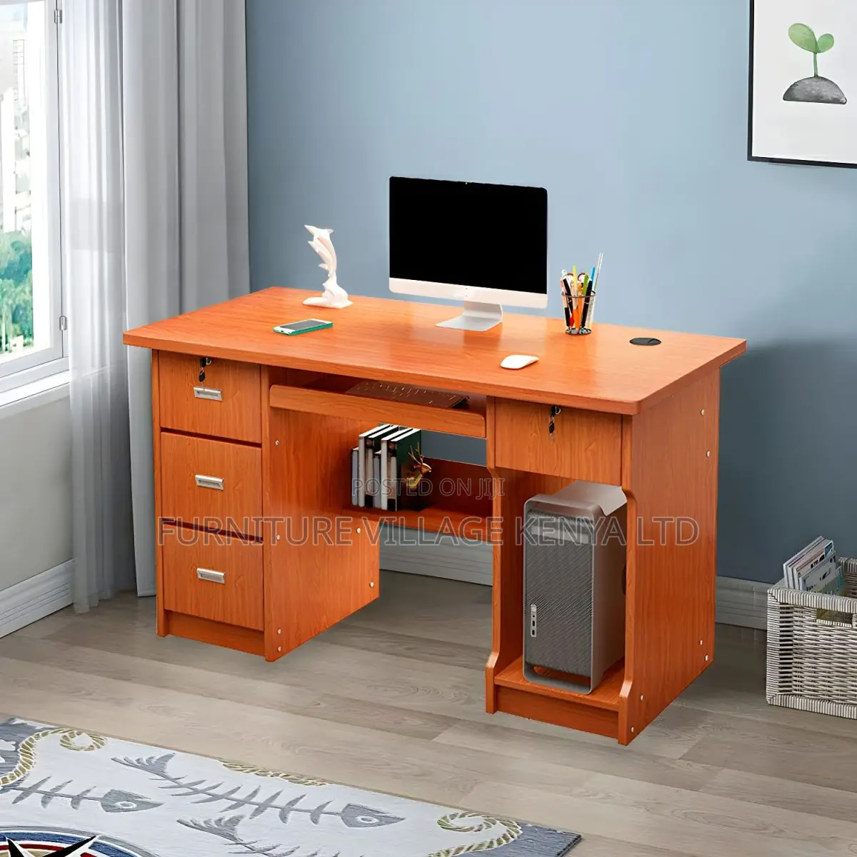 Office Desk With Locking Cabinet and File Drawer; 120cm