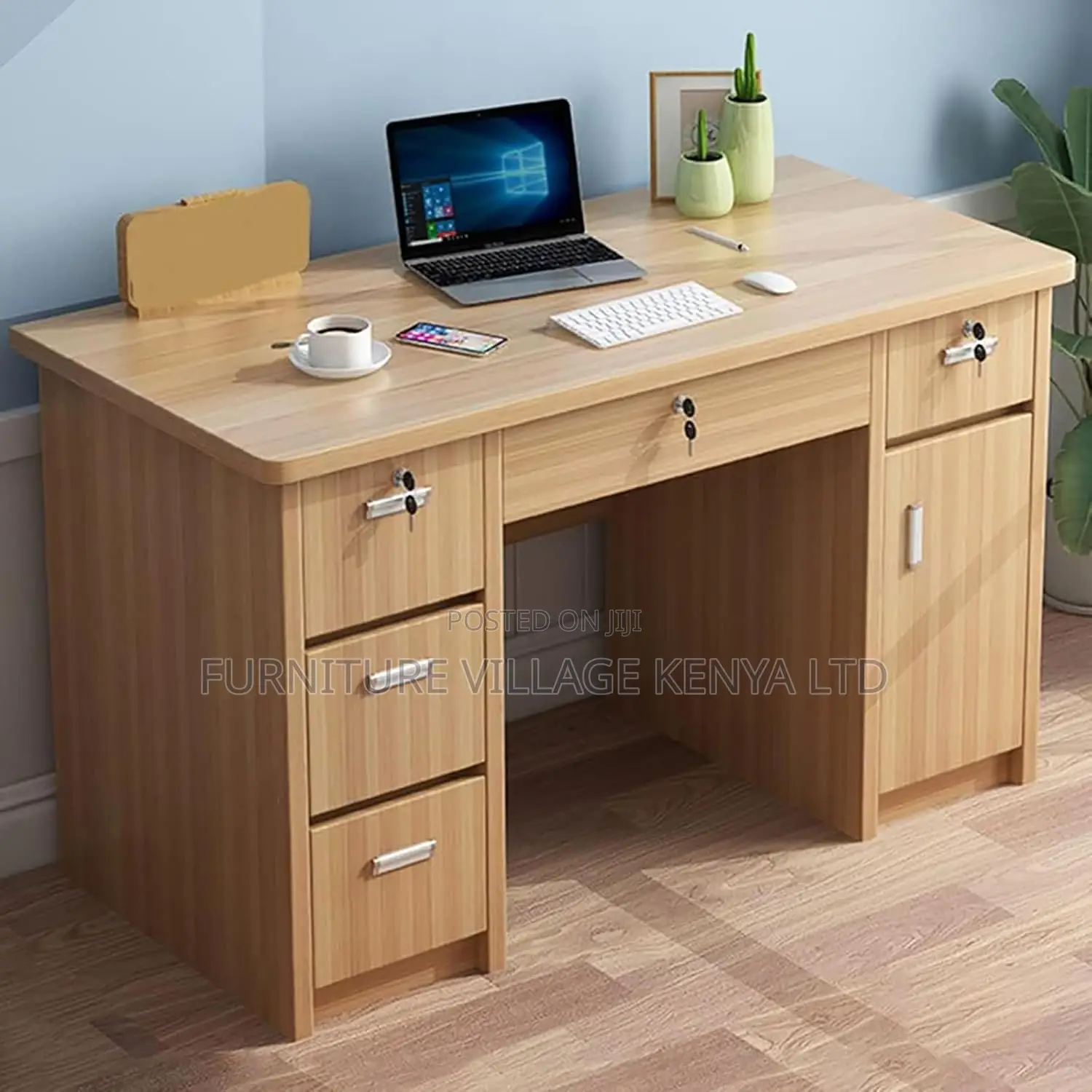 Office Desk With Locking Cabinet and File Drawer; 120cm
