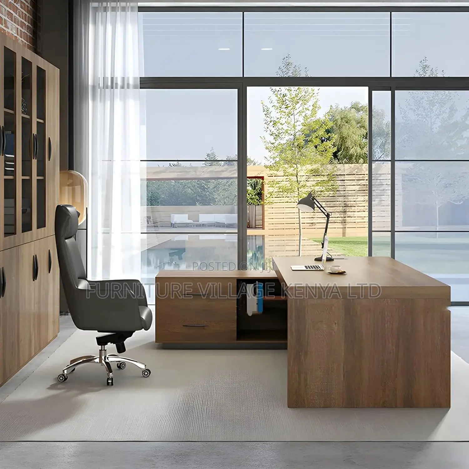 2000mm Office Table; Large Executive Desk With File Cabinet