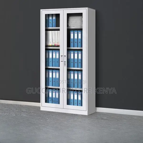 Cabinets: Assembled Home Office 2-Door Glass Storage Cabinet