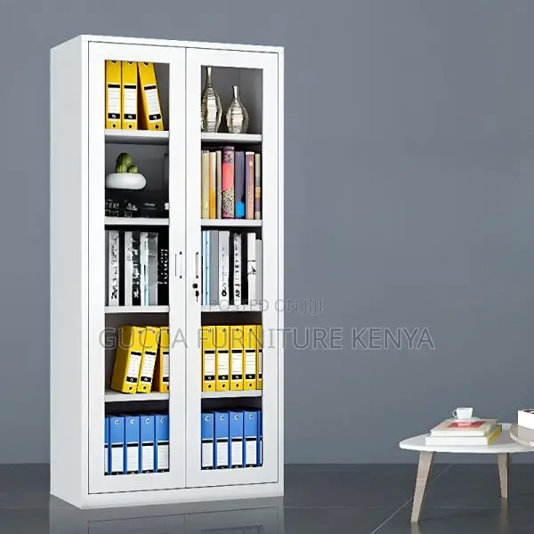 Cabinets: Assembled Home Office 2-Door Glass Storage Cabinet