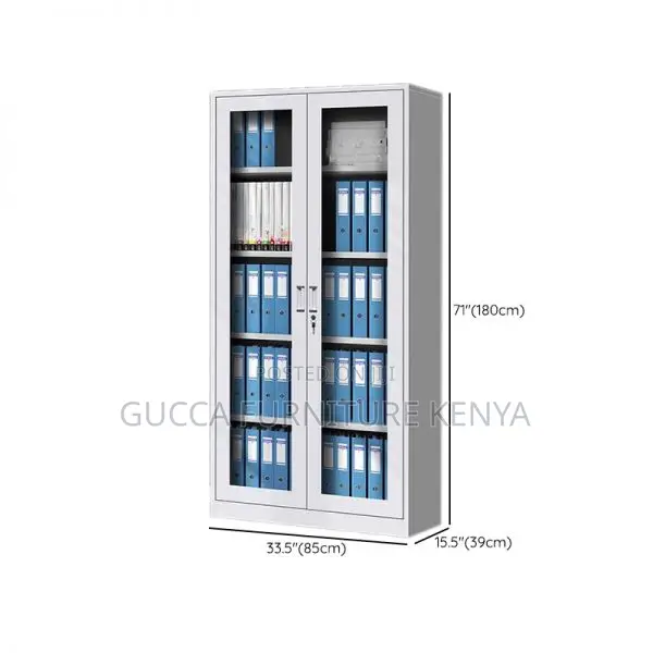 Cabinets: Assembled Home Office 2-Door Glass Storage Cabinet