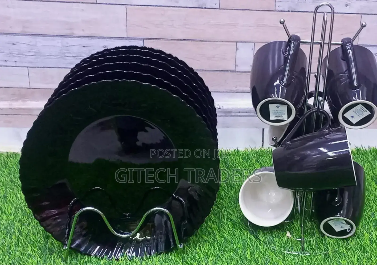 12pc Black Dinner Set