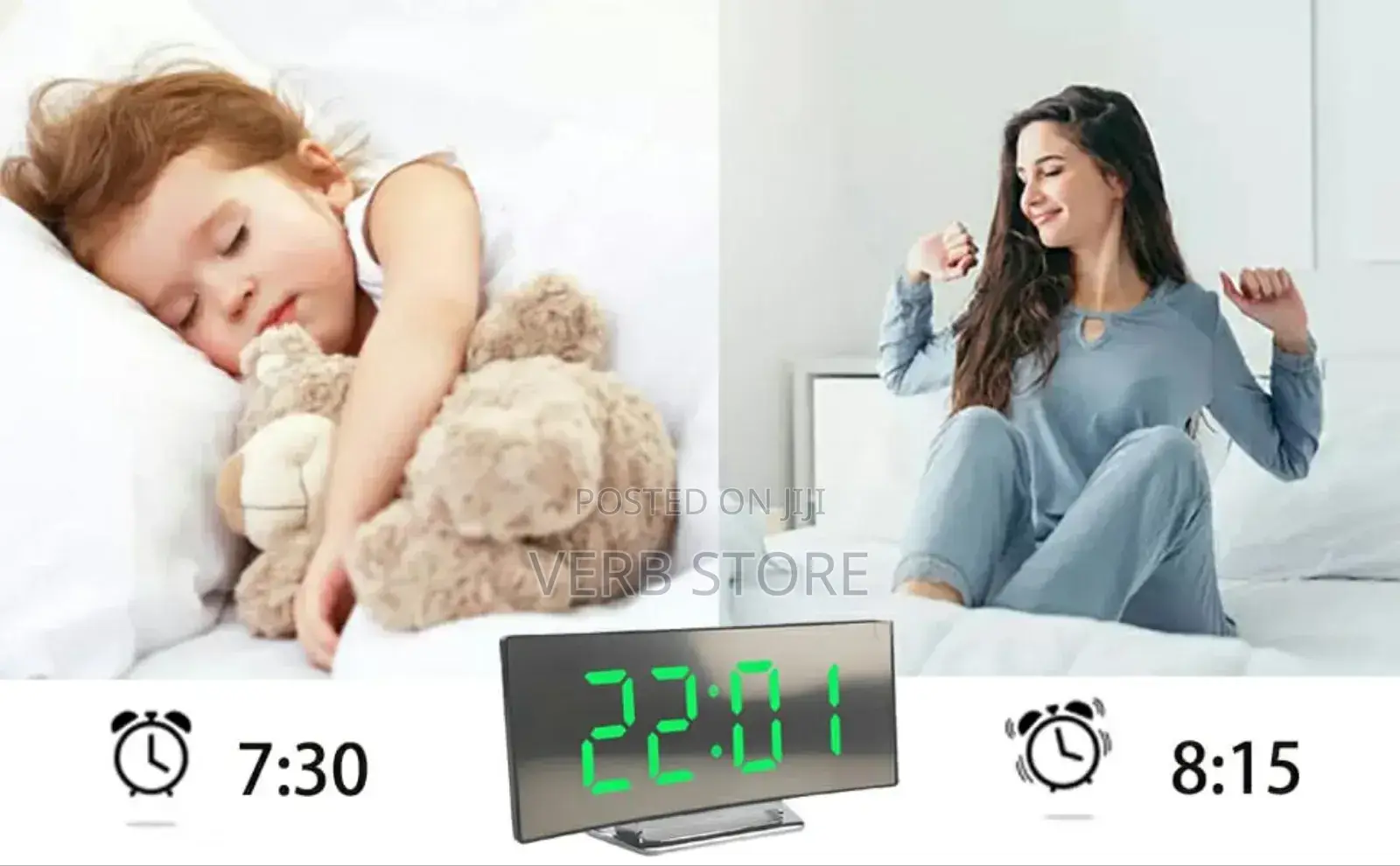 Digital Alarm Clock Bedside, Led Clock With 7" Curved Screen