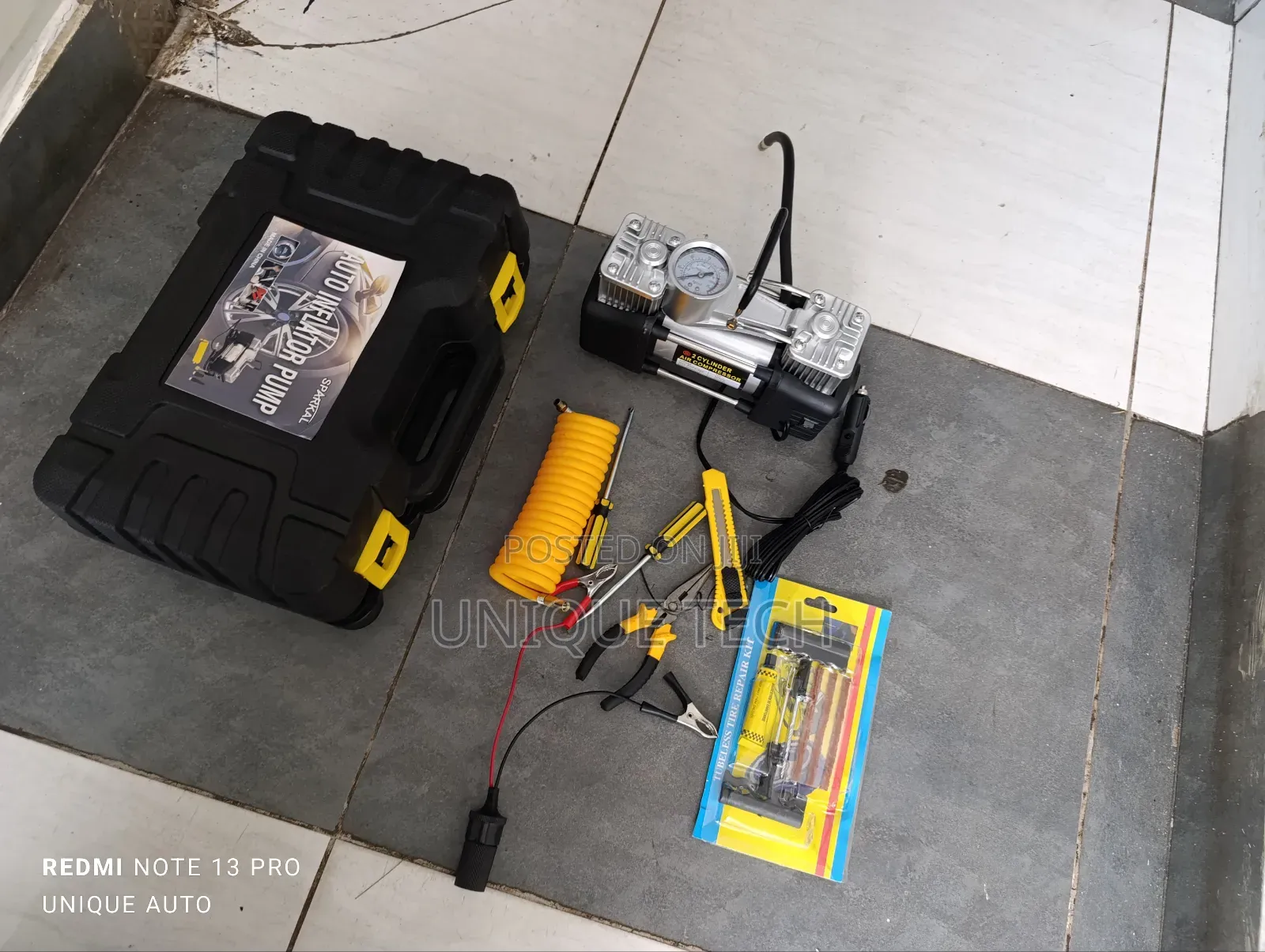 Heavy-Duty Double Cylinder Air Compressor + Repair Kit