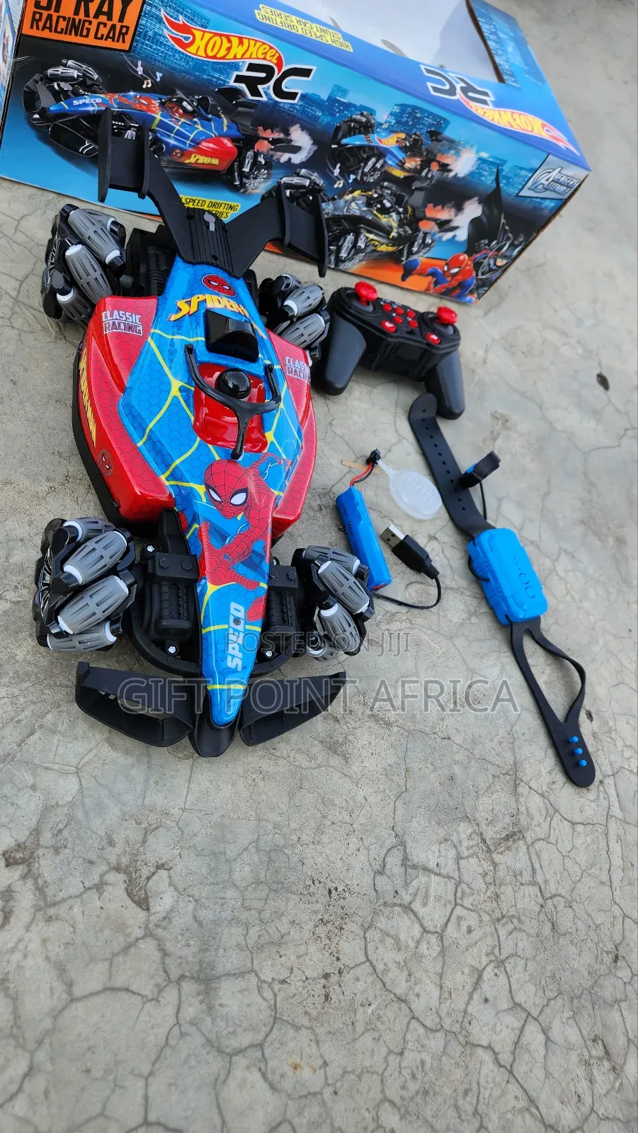 Spiderman Rechargeable R.C With Hand Gesture Watch Cars