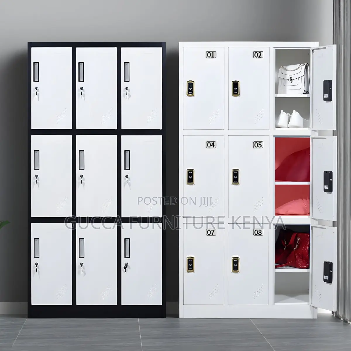 Cabinets:9-Locker Steel Contemporary Cabinet for Home Office