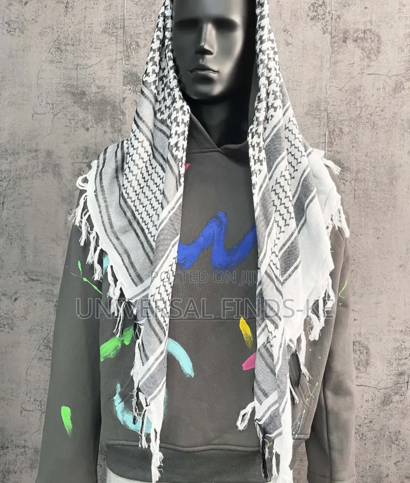 Arab Black and White Kufiya Arafat^Unisex