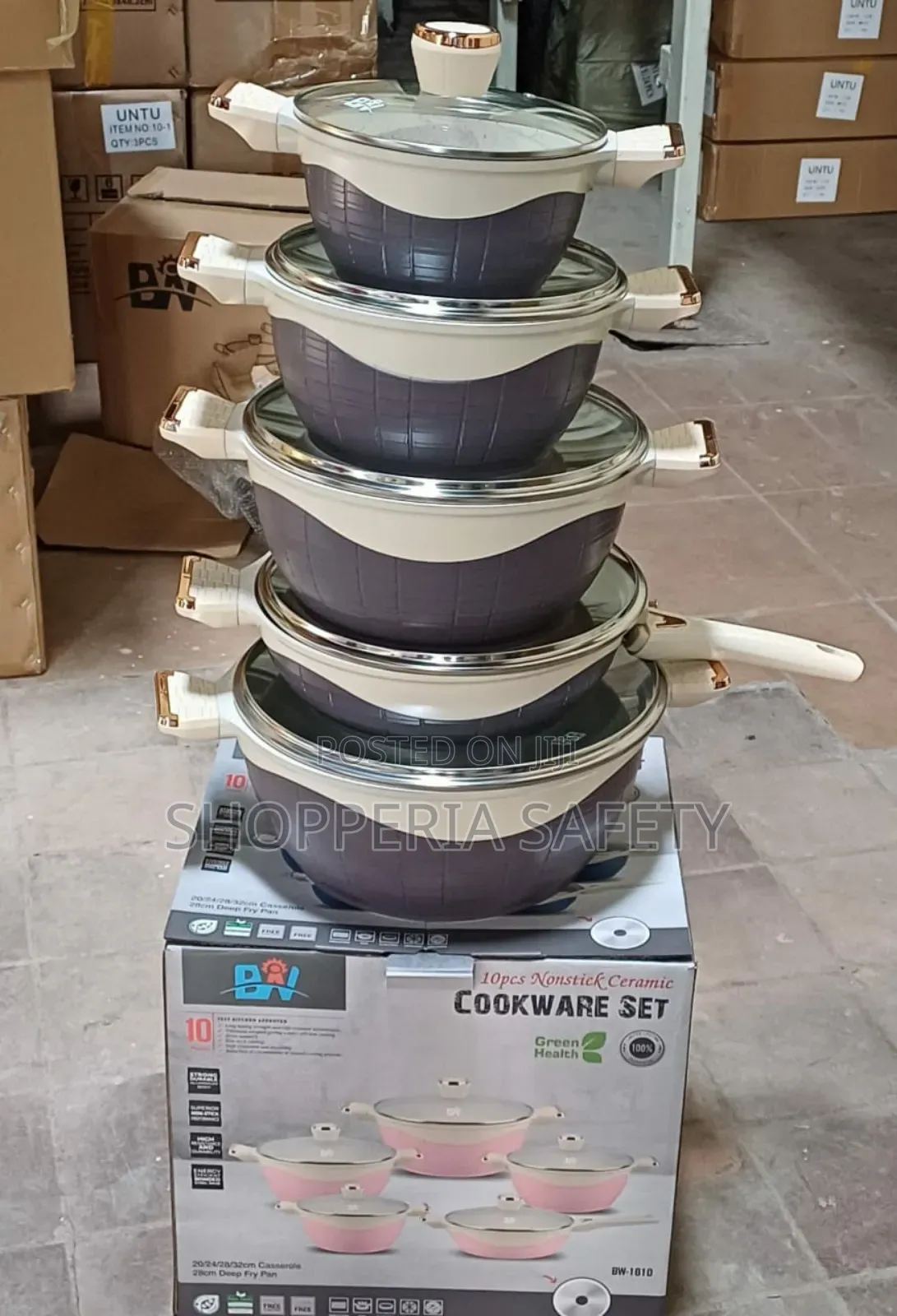 10 PCS Heavy Bv Ceramic Cookware Set- Brown