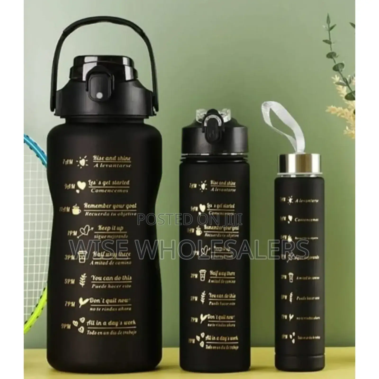3 in 1 Motivational Water Bottles Set- ' 